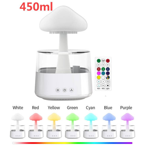 SearchFindOrder White remote control Relax Electric Mushroom Rain Air Humidifier Aroma Diffuser Colorful Night Lights
