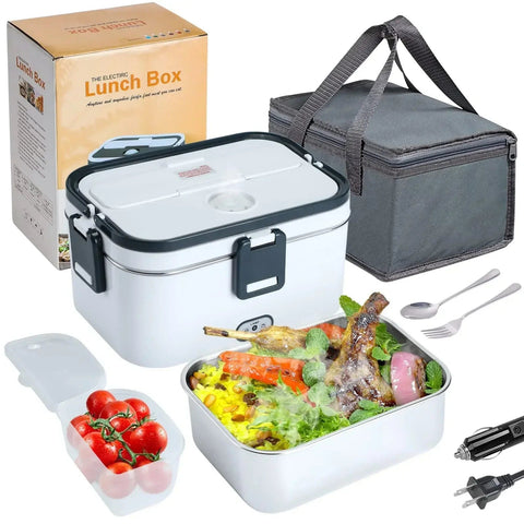 SearchFindOrder WHITE / us Stainless Steel Lunch Box with Electric Heating