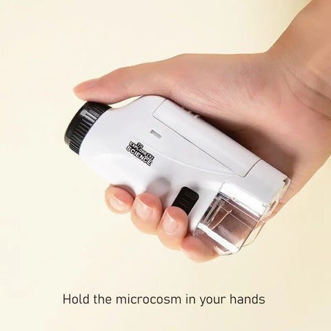 SearchFindOrder White With Box Bio Scope Explorer 60X-120X Handheld Microscope Kit with Lab LED Light – Perfect STEM Gift for Young Scientists