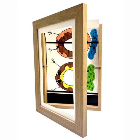 SearchFindOrder Wood Color Frame / A4 21X30cm Rearrangeable Magnetic Kids' Art Display Frame for Drawings, Paintings, Photos, and Pictures