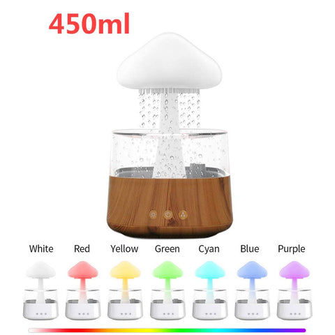 SearchFindOrder wood color Relax Electric Mushroom Rain Air Humidifier Aroma Diffuser Colorful Night Lights