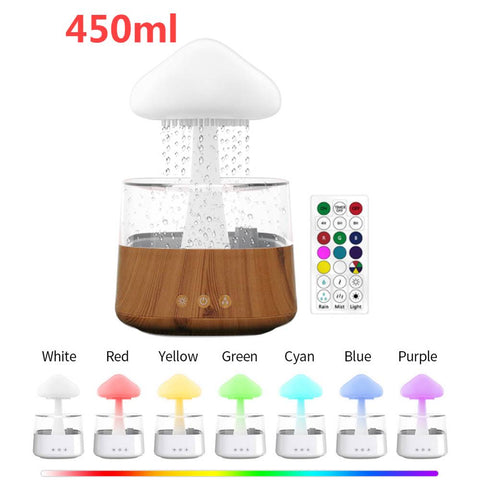 SearchFindOrder wood remote control Relax Electric Mushroom Rain Air Humidifier Aroma Diffuser Colorful Night Lights