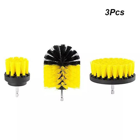 SearchFindOrder Yellow 3Pcs Electric Scrubber Brush Drill Set