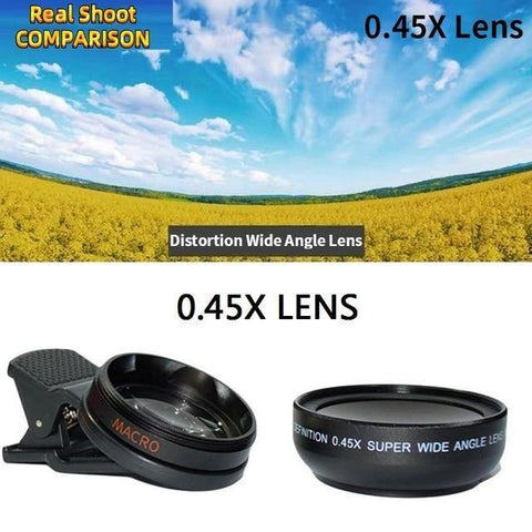 SearchFindOrder 0.45X Black Lens Only 4K HD Super 15X Macro Lens for Smartphone Anti-Distortion 0.45X 0.6X Wide Angle Lens