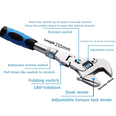 SearchFindOrder 10 Inch 5-In-1 Adjustable Folding Torque Wrench