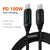 SearchFindOrder 100W C-C Black / 1m Turbo Connect Led Display Fast Phone Charging USB Type-C to USB Type-C Cable