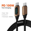 SearchFindOrder 100W C-C Brown / 1m Turbo Connect Led Display Fast Phone Charging USB Type-C to USB Type-C Cable