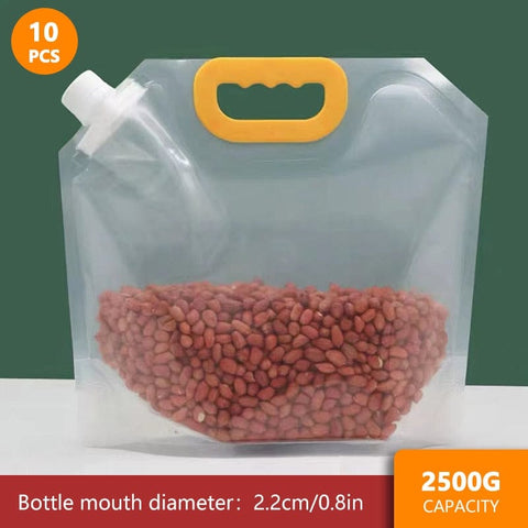 SearchFindOrder 10pcs Super large Clear Cereal & Beverage Sealing Bag With Handle (10 Pack)