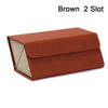SearchFindOrder 2 Slot brown Portable Leather Eyeglasses/Sunglasses Organizer