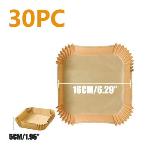 SearchFindOrder 30Pcs 16cm Square B Oil-Proof Water-Proof Disposable Non-Stick Air Fryer Paper Liner Paper