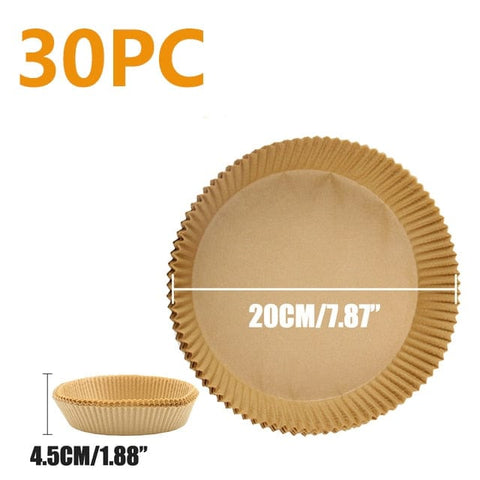 SearchFindOrder 30Pcs 20cm Round B Oil-Proof Water-Proof Disposable Non-Stick Air Fryer Paper Liner Paper