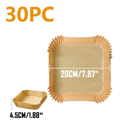 SearchFindOrder 30Pcs 20cm Square B Oil-Proof Water-Proof Disposable Non-Stick Air Fryer Paper Liner Paper
