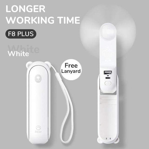 SearchFindOrder 4600mAh White Fan F8X Plus 3 in 1 Handheld Mini  Fan with Flash Light and Portable Charger