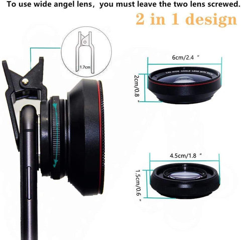 SearchFindOrder 4K HD Super 15X Macro Lens for Smartphone Anti-Distortion 0.45X 0.6X Wide Angle Lens