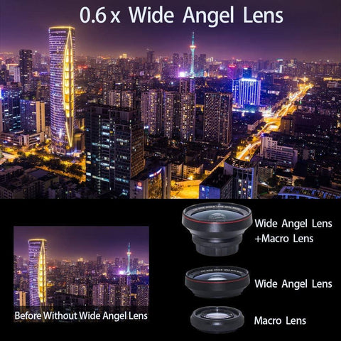 SearchFindOrder 4K HD Super 15X Macro Lens for Smartphone Anti-Distortion 0.45X 0.6X Wide Angle Lens