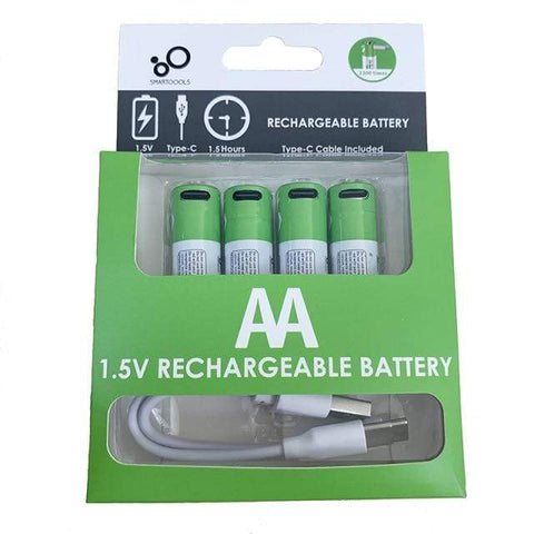 SearchFindOrder 4PCS AA TYPE-C Rechargeable Lithium Ion Batteries AA 1.5V 2600mWh/ AAA 1.5V 550mWh