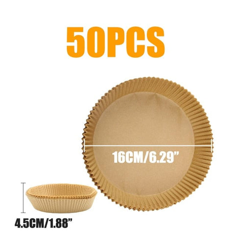 SearchFindOrder 50Pcs16cm Round B Oil-Proof Water-Proof Disposable Non-Stick Air Fryer Paper Liner Paper