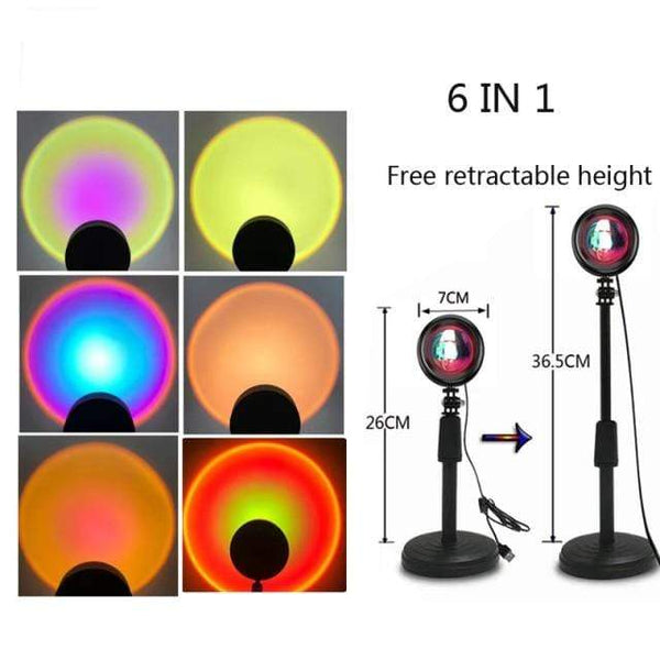 SearchFindOrder 6 in 1 Color 36.5 CM Stand 6-in-1 Sunset Lamp (Sunset, Rainbow, Sunset Red, Sun Light)