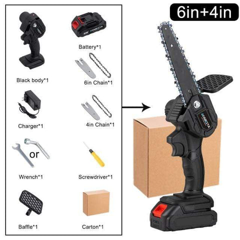 SearchFindOrder 6in and 4in C Black / EU Mini Electric Pruning Chainsaw
