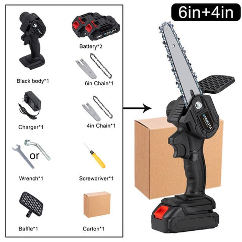 SearchFindOrder 6in and 4in C Black / US Mini Electric Pruning Chainsaw
