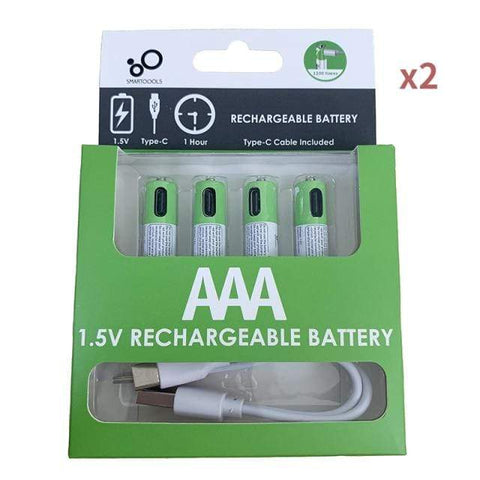 SearchFindOrder 8PCS AAA TYPE-C Rechargeable Lithium Ion Batteries AA 1.5V 2600mWh/ AAA 1.5V 550mWh
