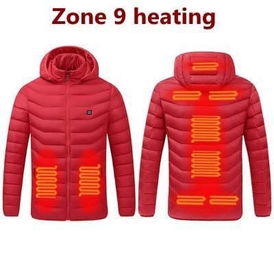 SearchFindOrder 9 Heated Areas Red / XXL Winter Outdoor Electric Heating Jacket