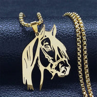 SearchFindOrder A 60cm BOX GD Unisex Stainless Steel Horse Head Pendant Necklace Ring and Key Chain