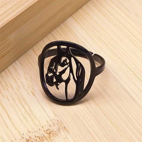 SearchFindOrder Adjustable Ring BK Unisex Stainless Steel Horse Head Pendant Necklace Ring and Key Chain