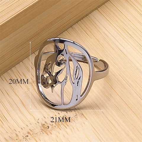 SearchFindOrder Adjustable Ring SR Unisex Stainless Steel Horse Head Pendant Necklace Ring and Key Chain
