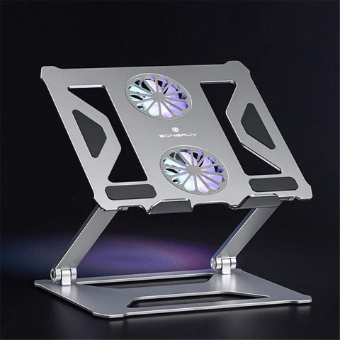 SearchFindOrder Aluminum Foldable Laptop Table Stand With Double Cooling Fans