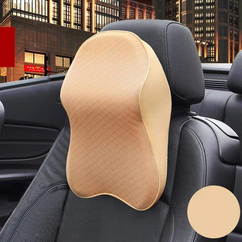 SearchFindOrder Beige Car Seat Headrest and Neck Rest Cushion
