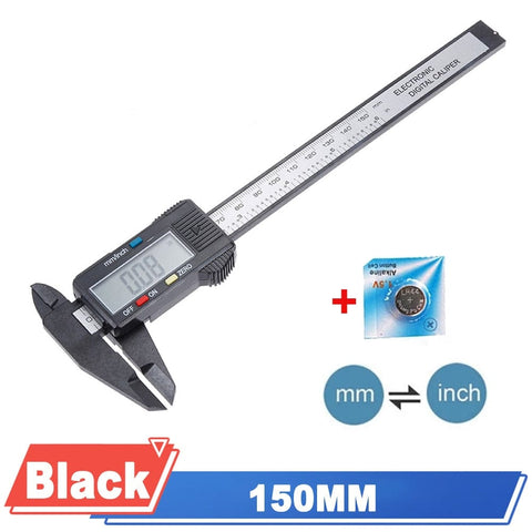 SearchFindOrder Black 0-150mm 6Inch Electronic Digital Vernier Micrometer Caliper Cuage and Measuring Tool (150/100mm)