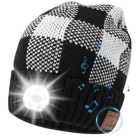 SearchFindOrder Black and White LED Wireless Headphone Music Winter Hat