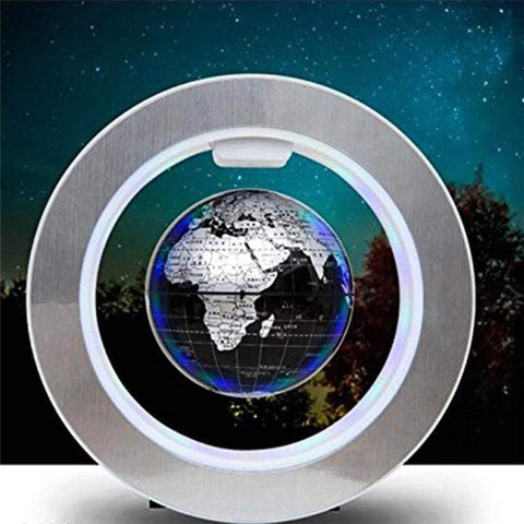 SearchFindOrder Black Circle Mount with Light / UK PLUG Floating  Anti-Gravity LED World Map Lamp