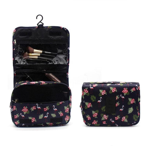 SearchFindOrder Black flamingo / China Waterproof Travel Cosmetic Toiletries Bag with Hook
