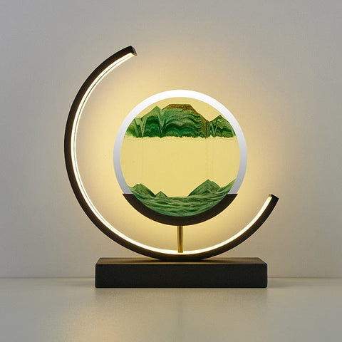 SearchFindOrder Black Moon-Green / Remote control Creative Sandscape 3D LED Table Lamp