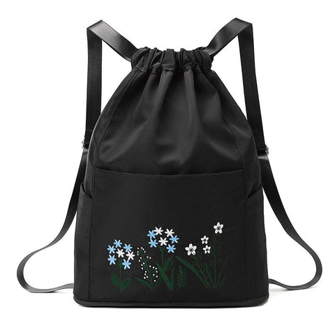 SearchFindOrder Black Multi-Purpose Portable Travel Drawstring Backpack