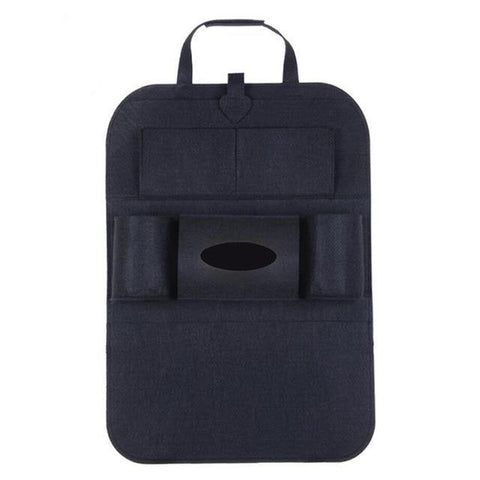 SearchFindOrder Black Universal Car Back Seat Storage Organizer with Elastic Felt Storage Bag 6 Pockets Organizer