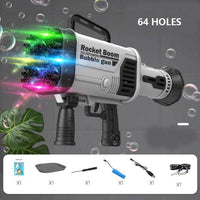 SearchFindOrder Black with 64 Holes with Lights The Super Hand Held 64 Hole LED Glowing Bubble Machine