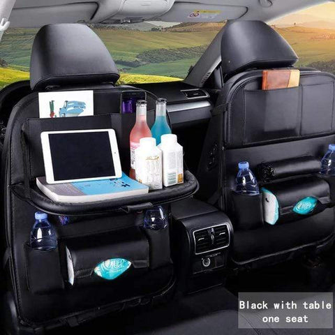 SearchFindOrder Black with table Car Back Seat Organizer Storage Bag with Foldable Table