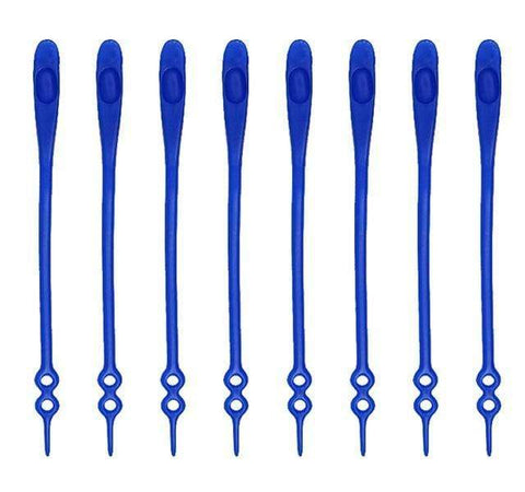 SearchFindOrder Blue 16pc/pack No Tie Elastic Silicone Shoelaces