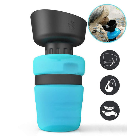 SearchFindOrder Blue no leak 500ml Foldable Leak-Proof Dog Water Bottle & Bowl
