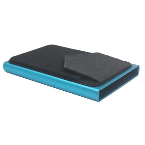 SearchFindOrder Blue Pop-out RFID Card Holder Slim Aluminum Wallet