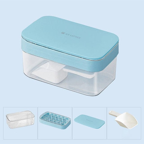 SearchFindOrder Blue Set Round Ice Cube Tray with Storage with Swift Release