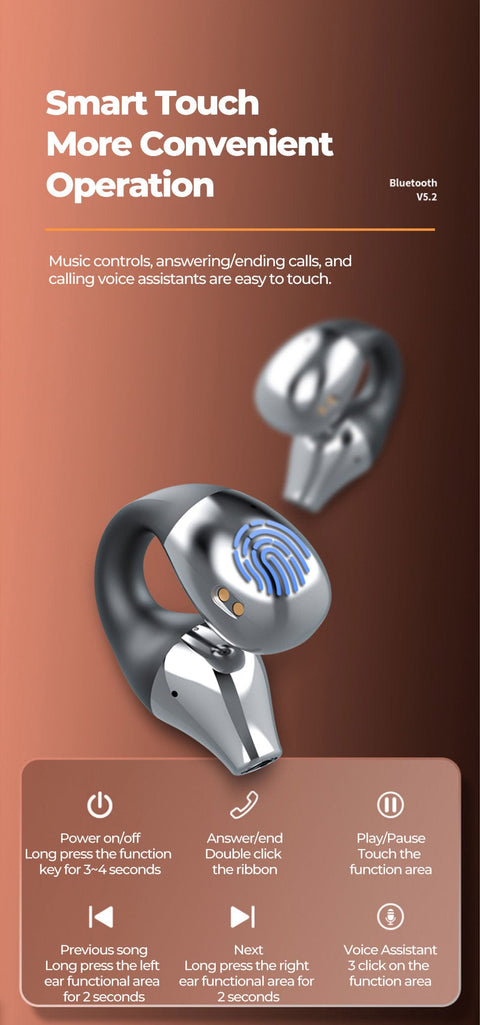 SearchFindOrder Bluetooth 5.2 Wireless Earclip Design Headphones With Case