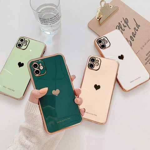 SearchFindOrder Cellphone Accessories Electroplated Love Heart Phone Case For iPhone