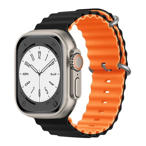 SearchFindOrder China / Black-orange / 38 40 41mm Ocean Silicone Strap Band For Apple iWatch Ultra