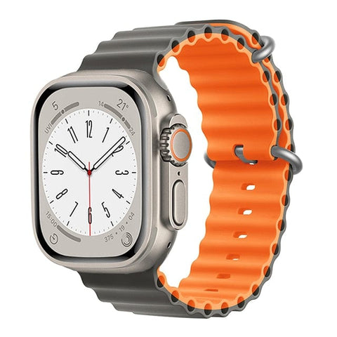 SearchFindOrder China / Grey-orange / 38 40 41mm Ocean Silicone Strap Band For Apple iWatch Ultra