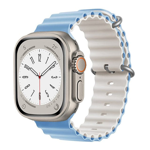 SearchFindOrder China / Mist Blue-Starlight / 38 40 41mm Ocean Silicone Strap Band For Apple iWatch Ultra