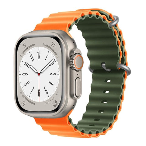 SearchFindOrder China / Orange Army-Green / 38 40 41mm Ocean Silicone Strap Band For Apple iWatch Ultra